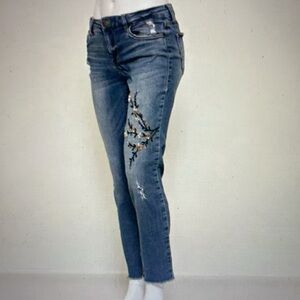 STS Embroidered Emma Skinny Distressed Ankle Jeans with Raw Edges- SZ 27